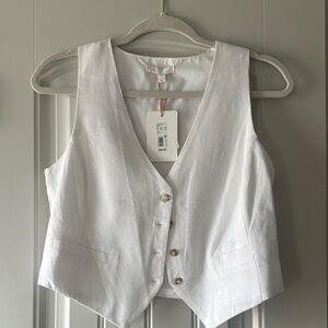Gianni Bini White Linen Blend Vest